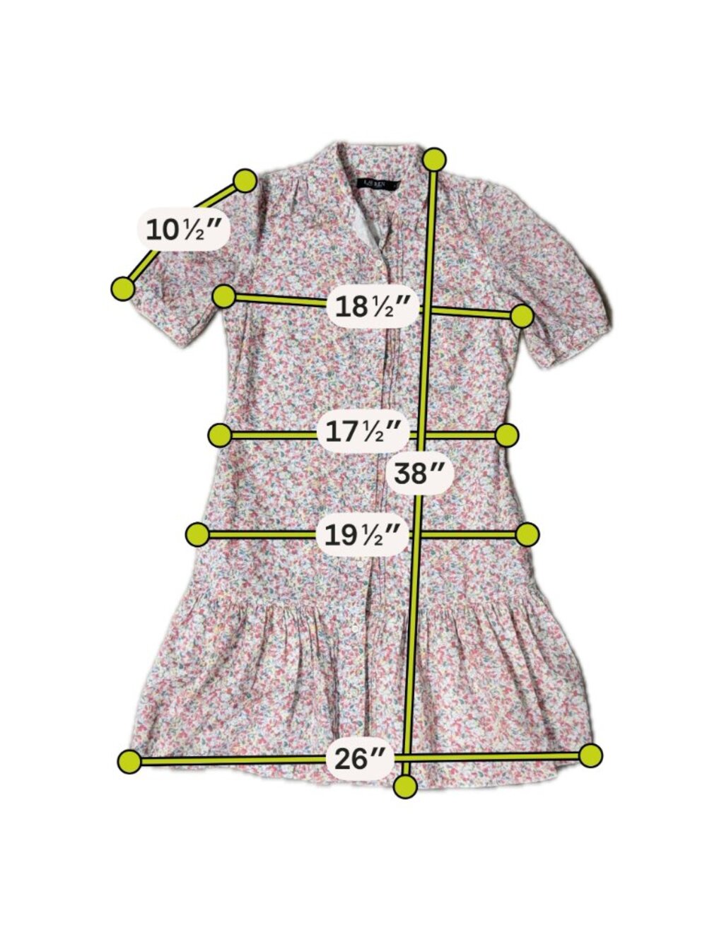 Lauren Ralph Lauren Floral Shirt Dress Cotton Tie Waist Size 6 Pockets Flowers - Picture 8 of 8